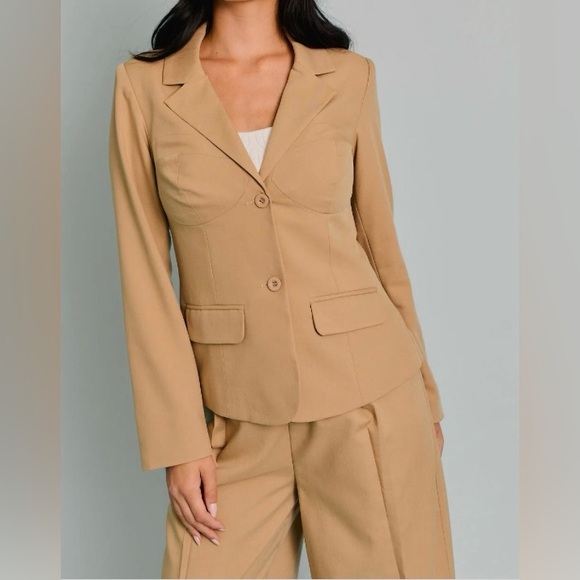 Jackets & Blazers - Camel Color Fitted Blazer